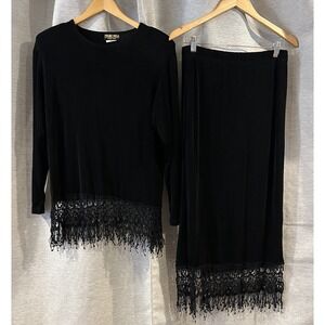 Marshall Rousso Womens Fringe Skirt Set Size Small